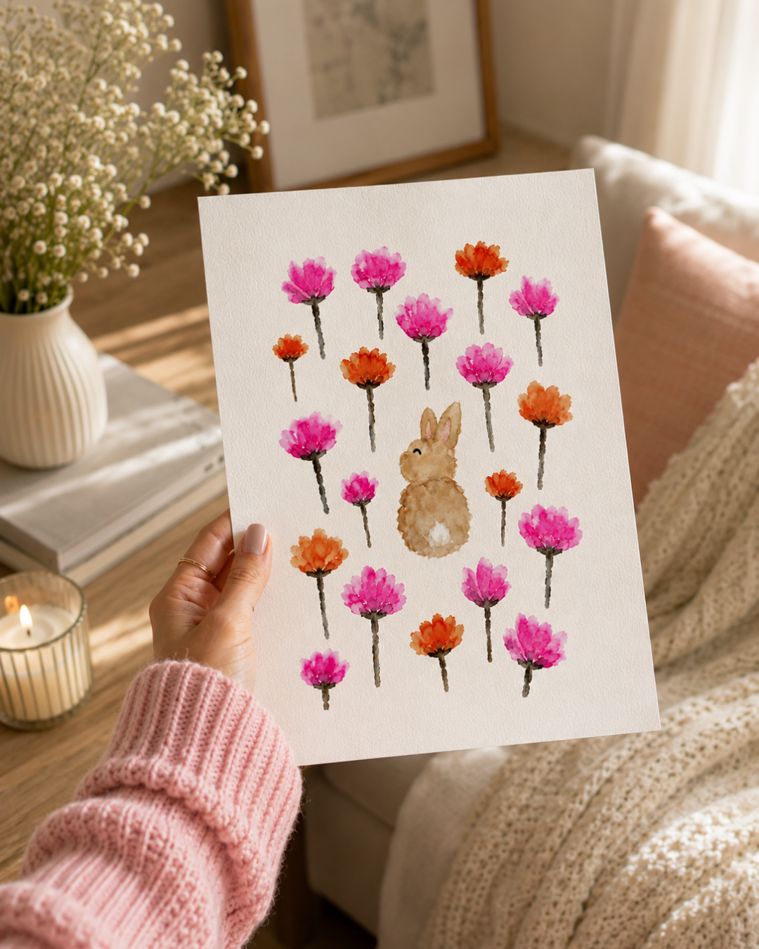Sonny Bunny Wildflowers A4 Print