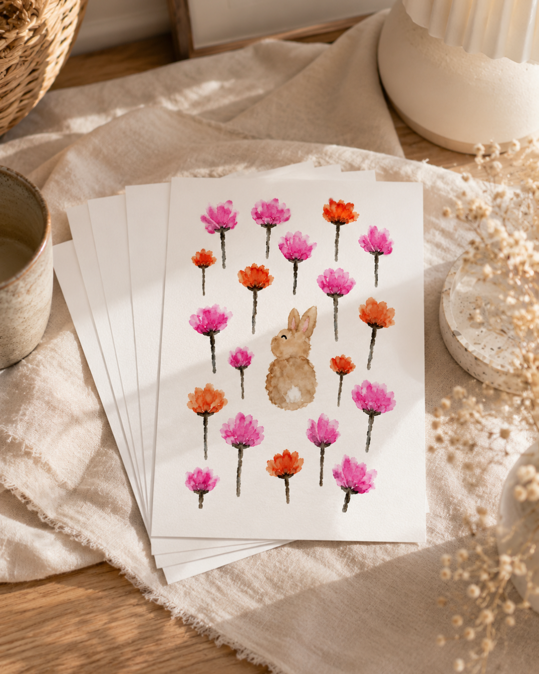 Sonny Bunny Wildflowers A4 Print