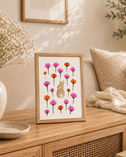 Sonny Bunny Wildflowers A4 Print