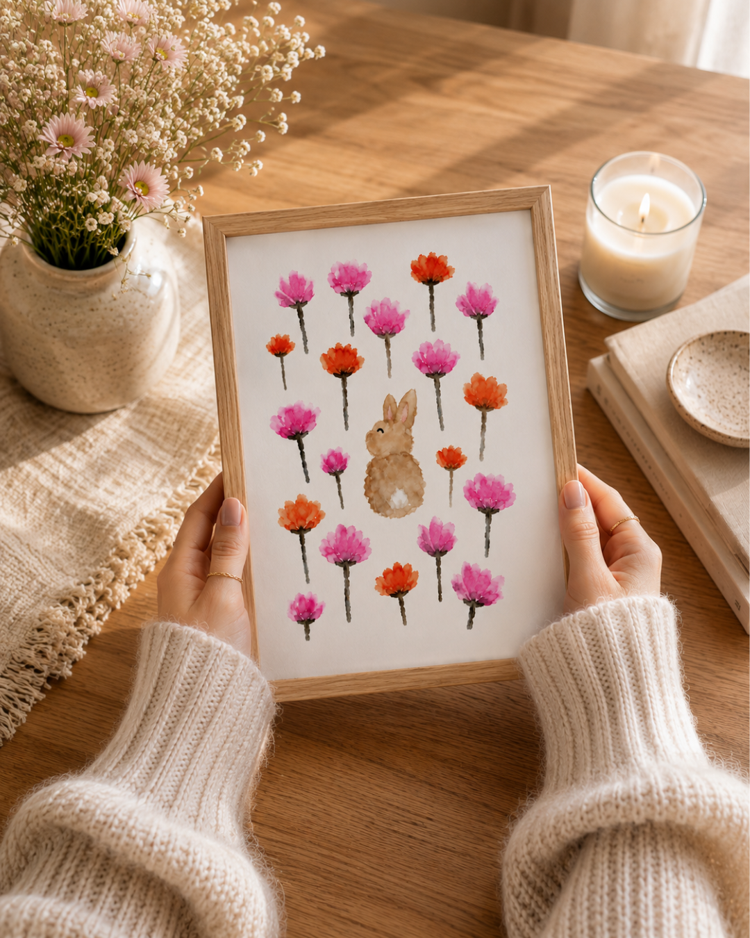 Sonny Bunny Wildflowers A4 Print
